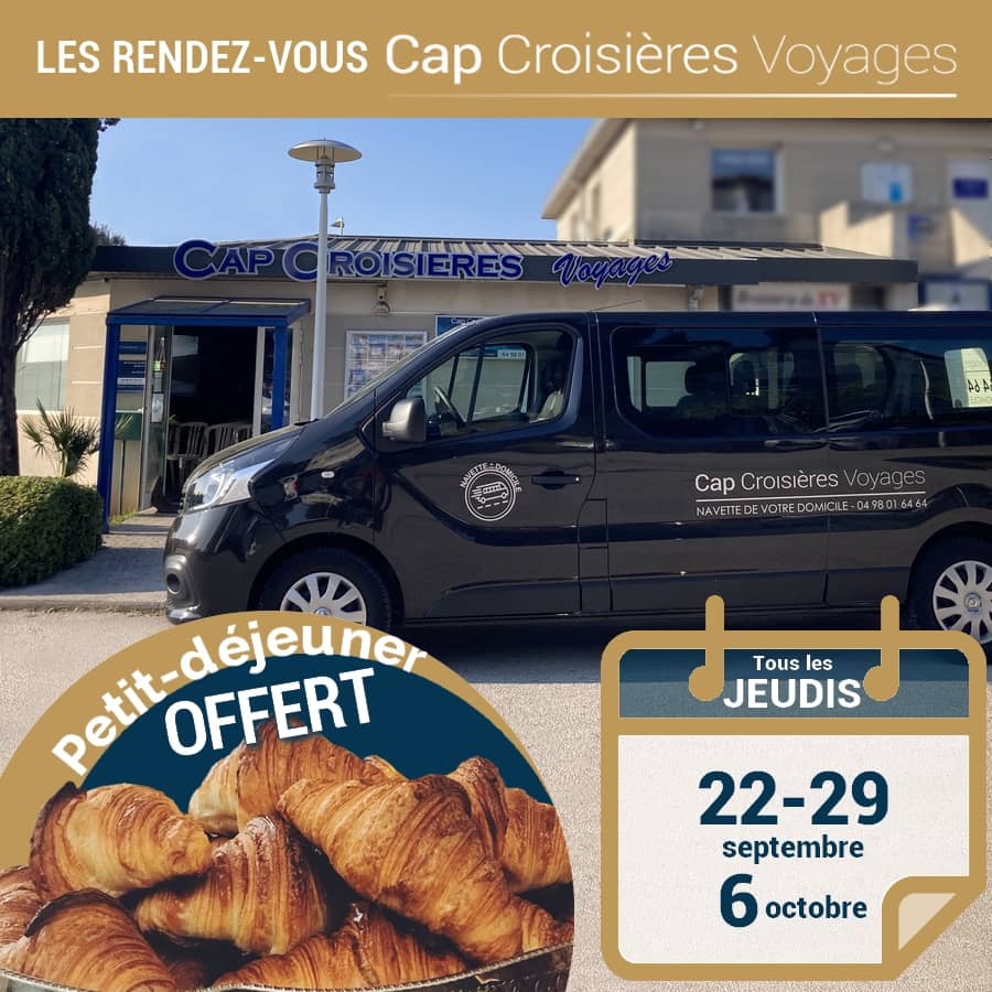 Flyer RDV Cap Croisières Voyages les 22-29 septembre et 6 octobre 2022
