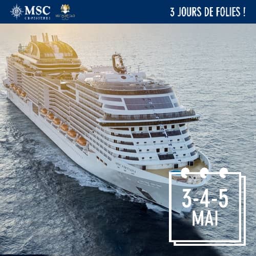 Visuel représentant le RDV MSC Croisières à Cap Croisières Voyages les 3-4-5 mai 2022