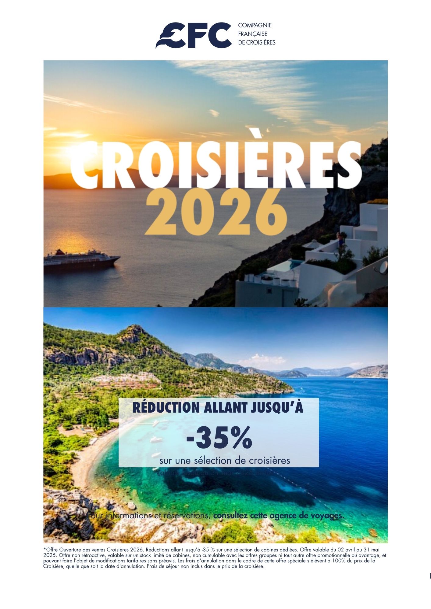 Offre CFC : -35% sur une sélection de croisières