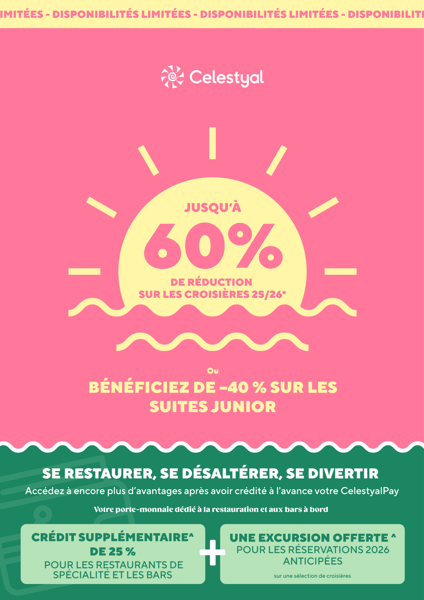 Offre Celestyal : 60% réduc