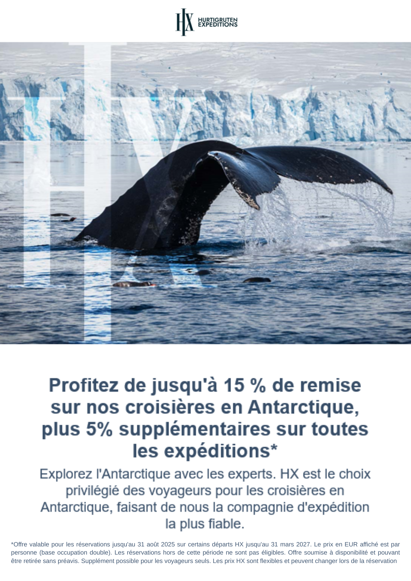 Offre HX : -15% sur l'Antarctique