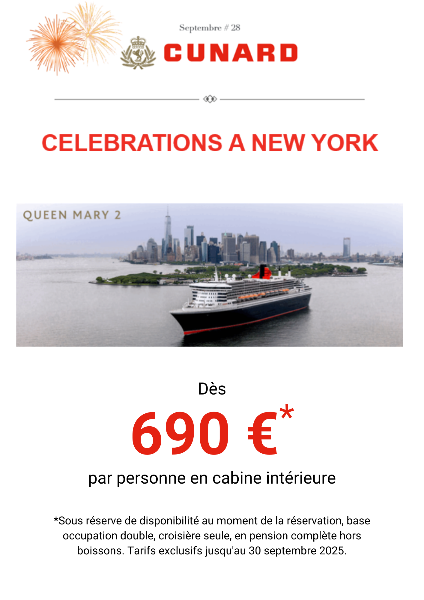 Offre Cunard : Célébrations à New-York