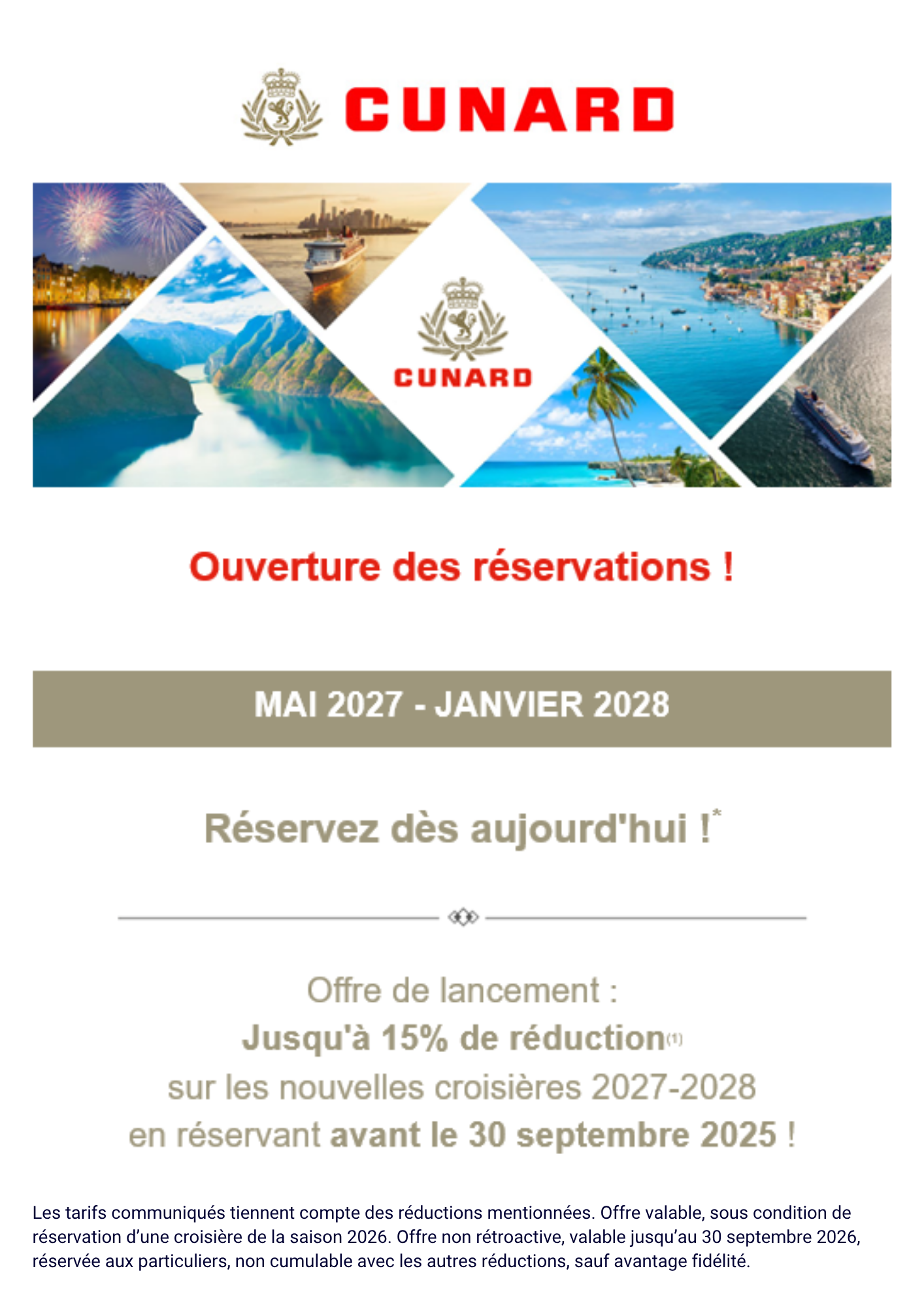 Offre Cunard : 2027/28