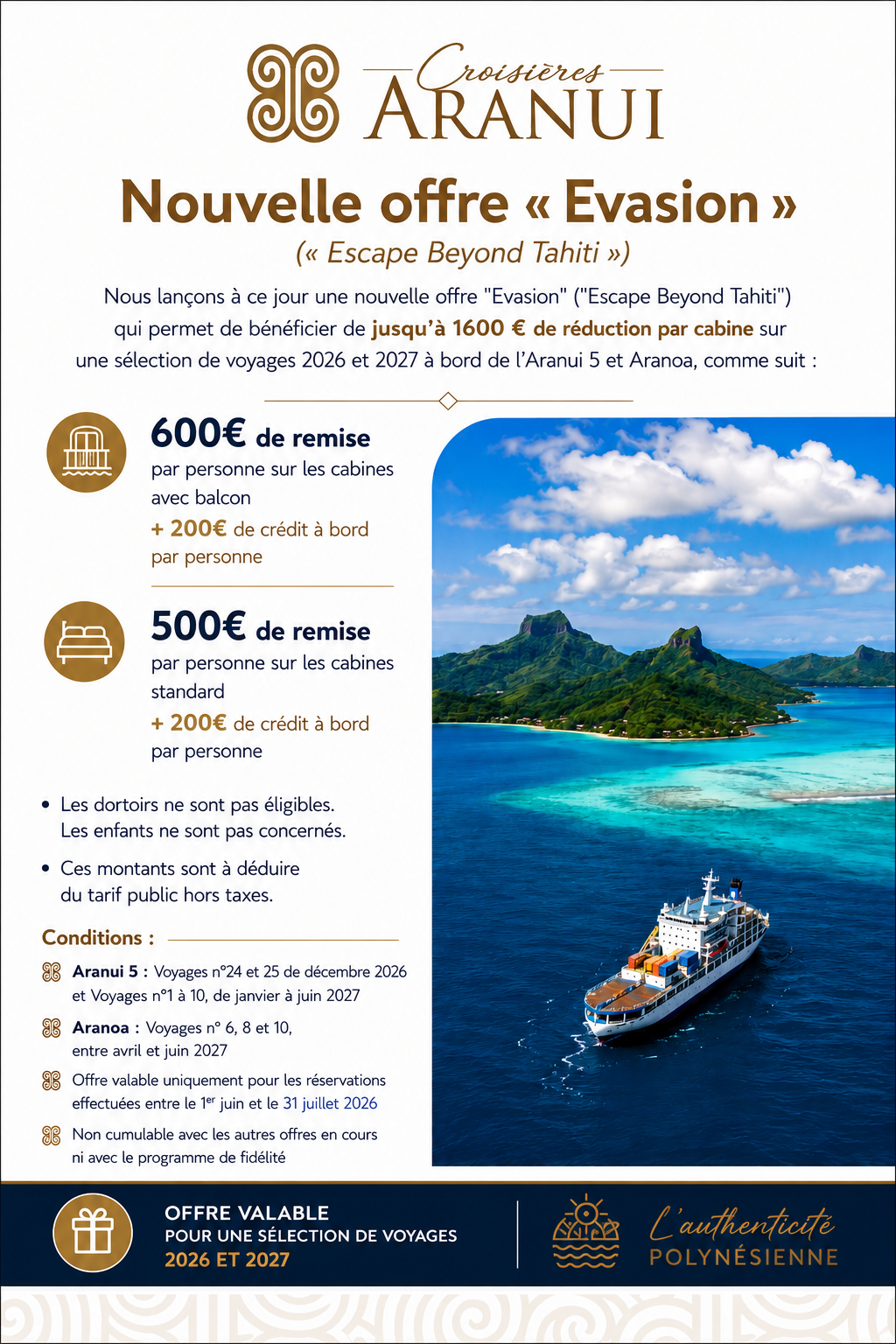 Offre Aranui Evasion