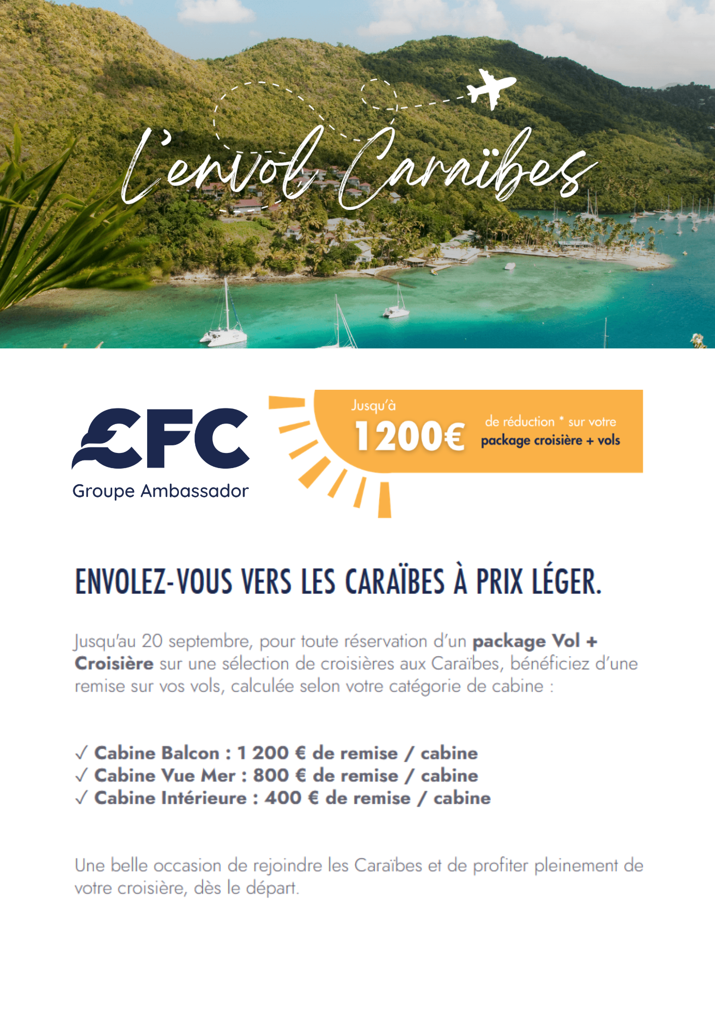 Offre CFC package vols cara&iuml;bes