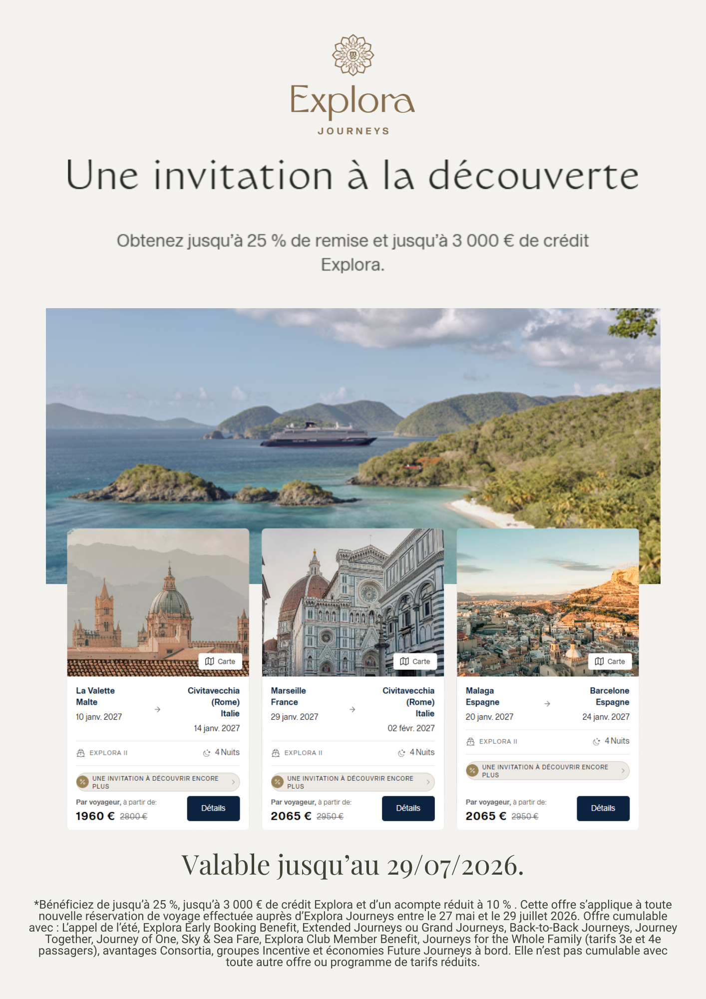 Offre EXPLORA invitation