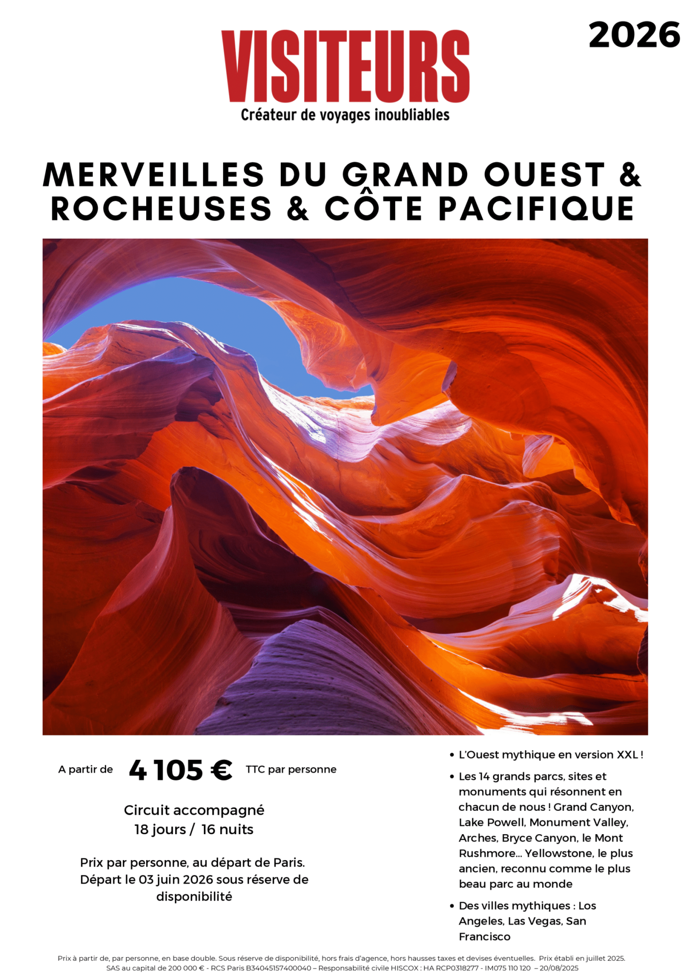 VISITEURS : Merveilles Grand Ouest et rocheuses