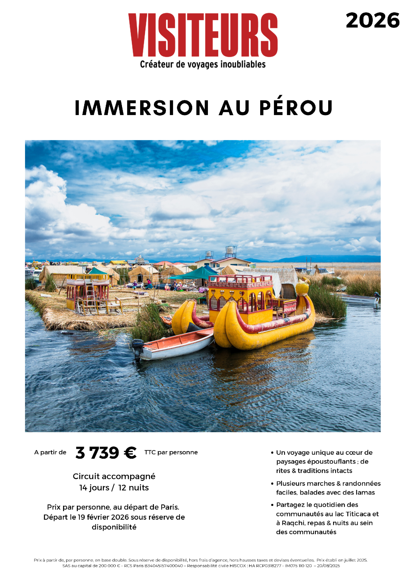 VISITEURS : Immersion Pérou