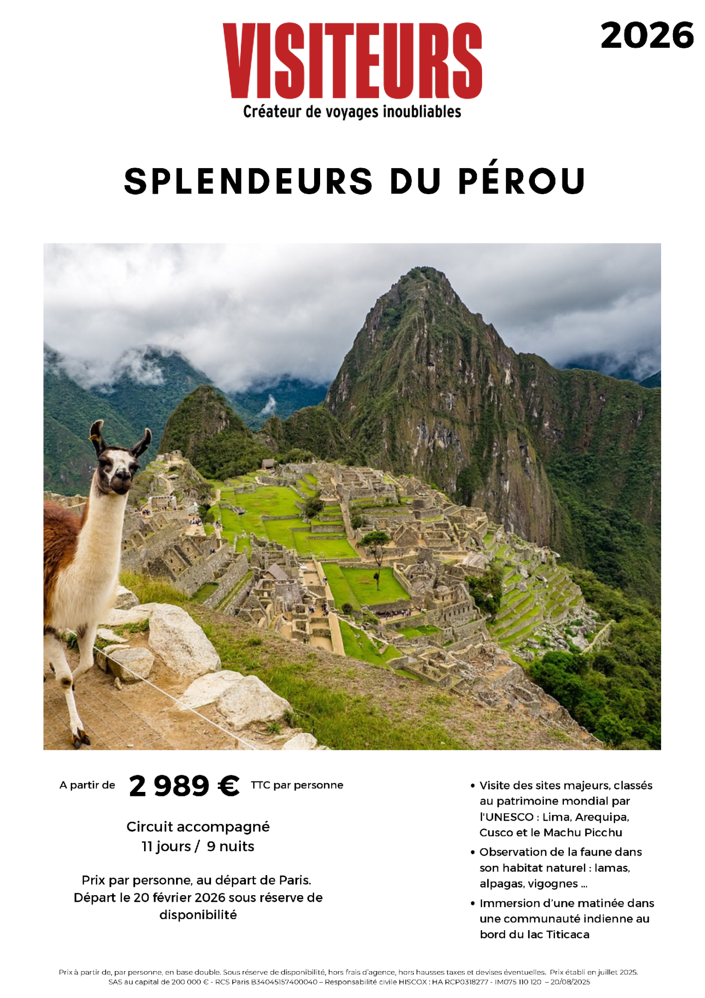 VISITEURS : Splendeurs Pérou