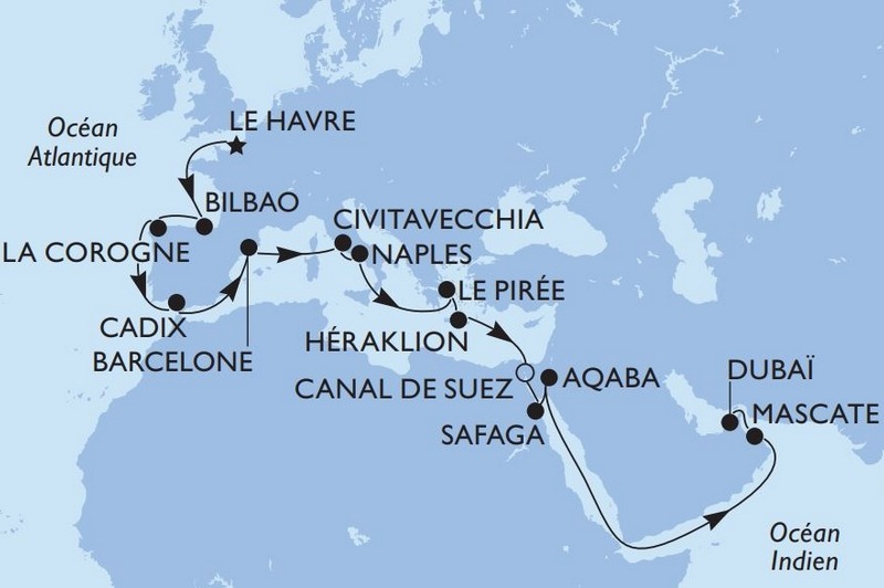MSC Grand Voyage : Du Havre  Duba