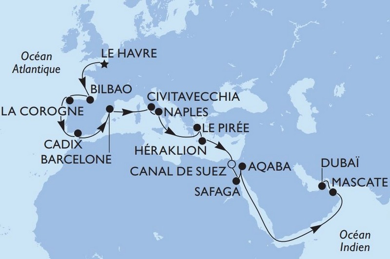 MSC Grand Voyage : Du Havre à Dubaï