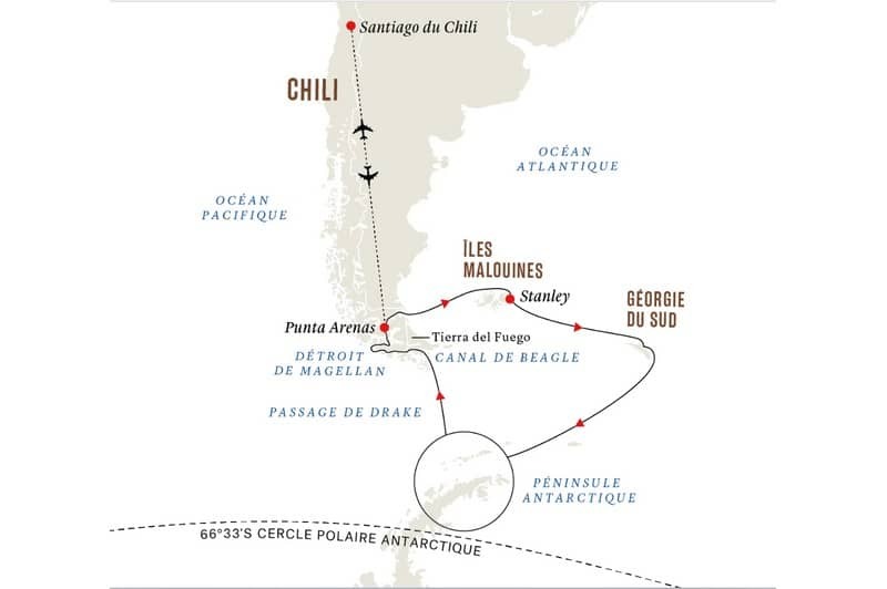Expdition en Antarctique, aux les Malouines et en Gorgie du Sud