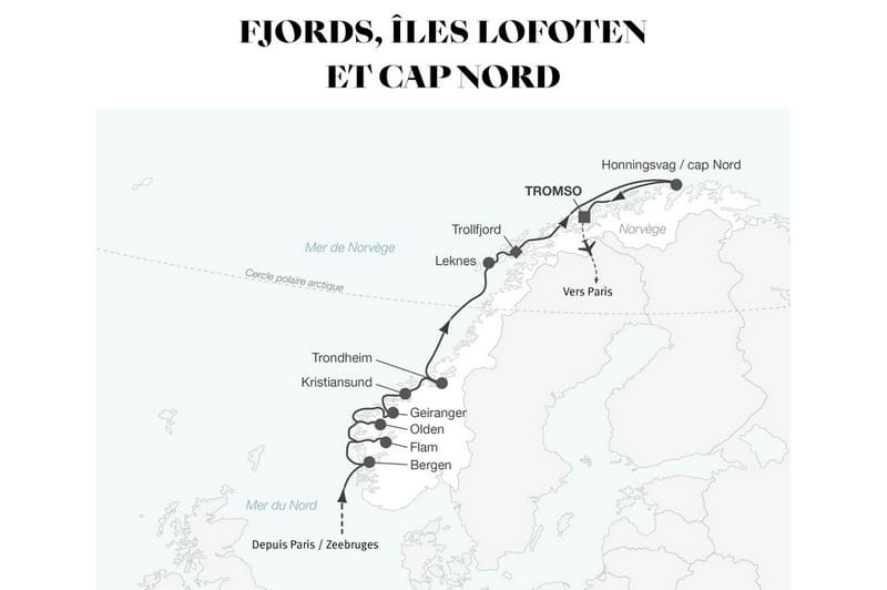 Croisière maritime : Fjord, Iles Lofoten et Cap Nord
