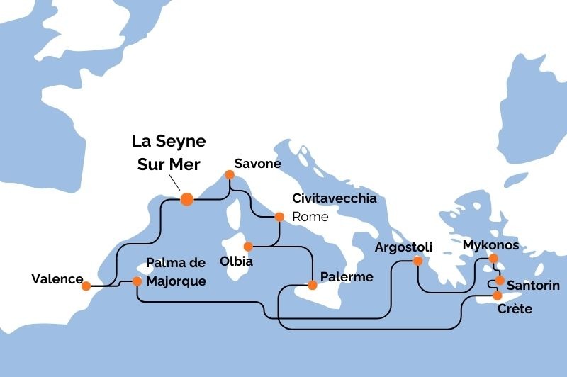 DPART DE LA SEYNE : Espagne, Balares, Grce, Sicile & Italie