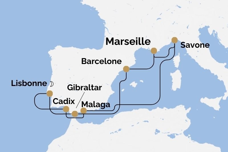 🎉 CROISIRE ANNIVERSAIRE & DPART DOMICILE : Italie, Espagne, Portugal & Gibraltar