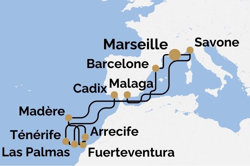 DPART DU DOMICILE : Italie, Espagne, Canaries & Madre