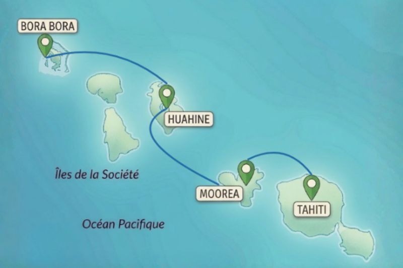 Combin� 4 �les Maitai : Tahiti, Moorea, Huahine & Bora Bora