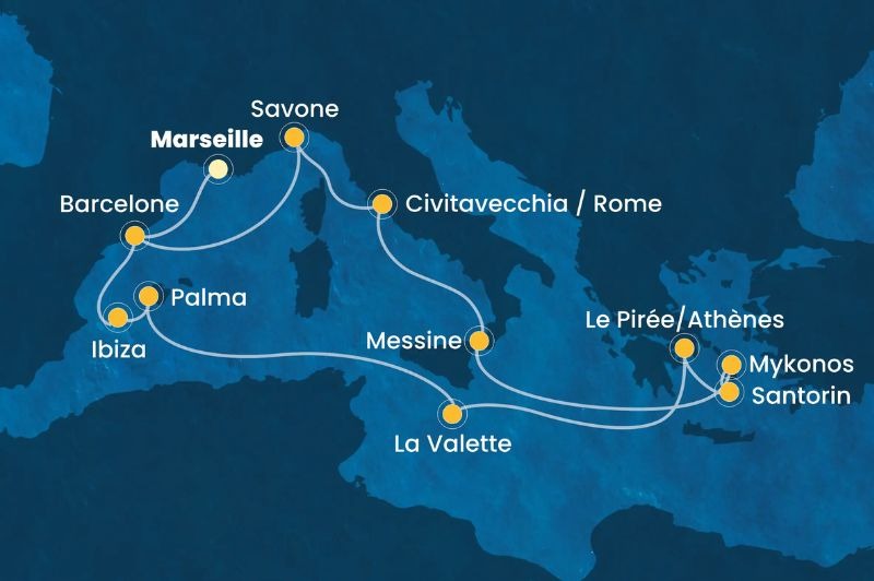 D�PART DOMICILE : Espagne, Bal�ares, Malte, Gr�ce & Italie 